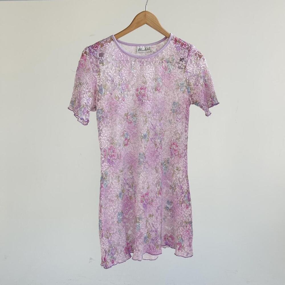 Purple Lace Short Sleeve Tunic